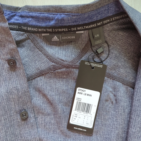 Men's adicross Beyond 18 Woven Oxford Long Sleeve Shirt NWT - Picture 6 of 8